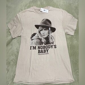 Tan Graphic Ladies T-Shirt Yellowstone Beth Dutton “….nobody’s baby”. Sz M NWT